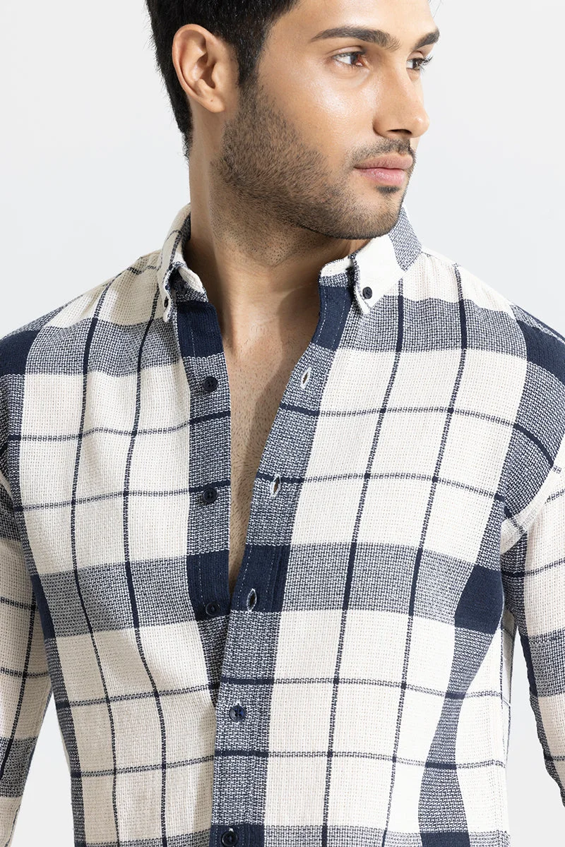 سنيتش Broad Checks Cream Shirt